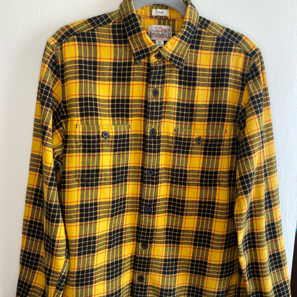 J. Crew Tall midweight brushed flannel workshirt Yellow Slim M